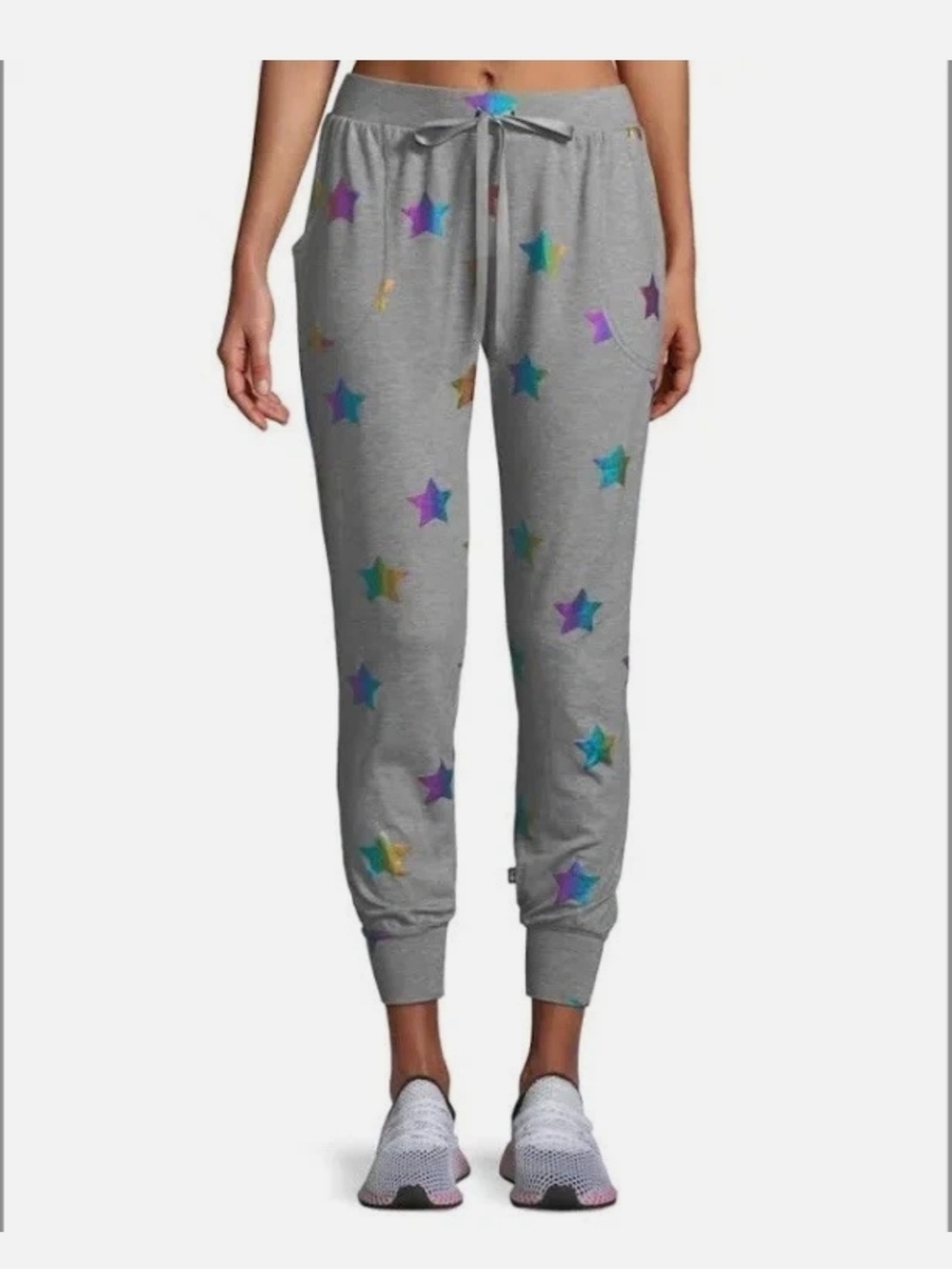 Anthropologie Gray Terez Foil Multi Colored Star Jogger Sweat Pants